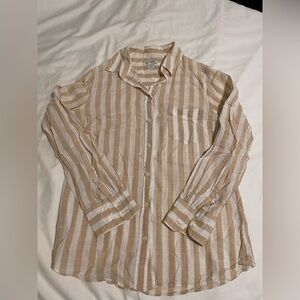 J. Crew Beige and White Striped Shirt 100% Cotton, Size S